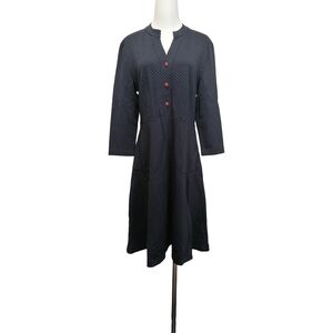 🐞🐞🐞 Navy Polka Dot Button-Front Midi Dress